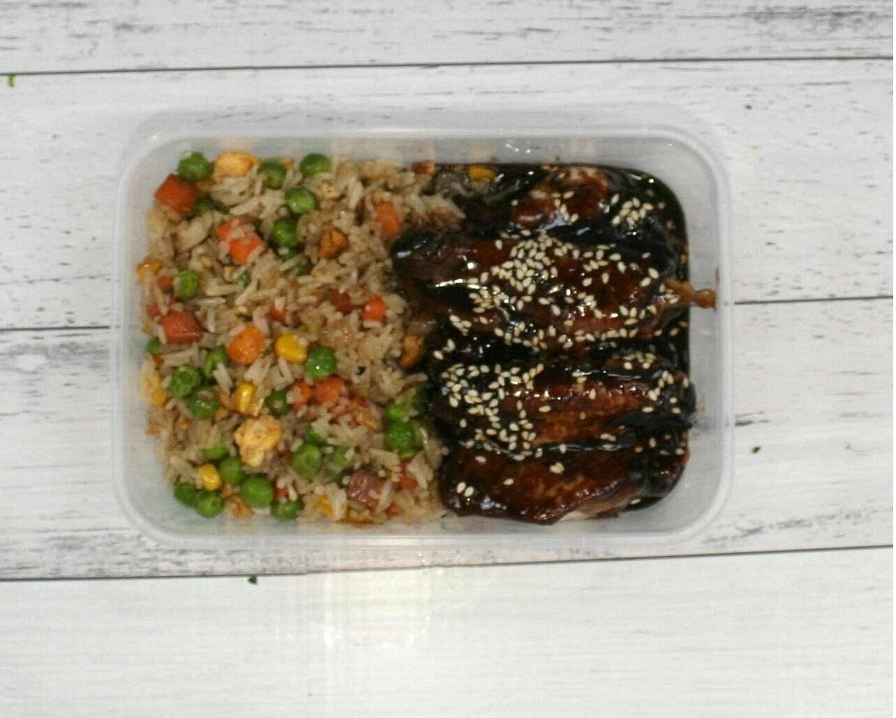 Honey & Soy Chicken Wings With Fried Rice 450Gm