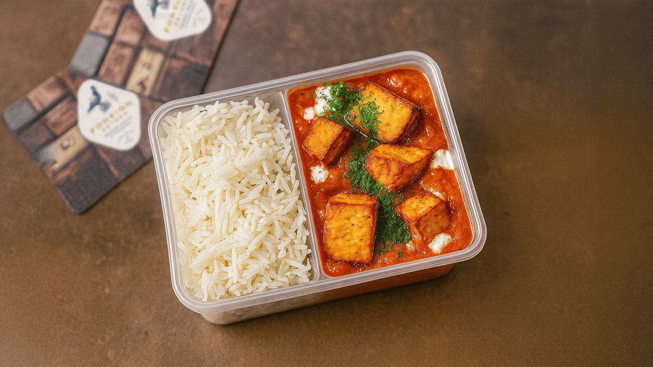 Chatpata Paneer Curry & Jeera Rice