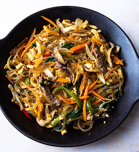 Sweet Potato Noodles & Beef Stir Fry (Japchae)