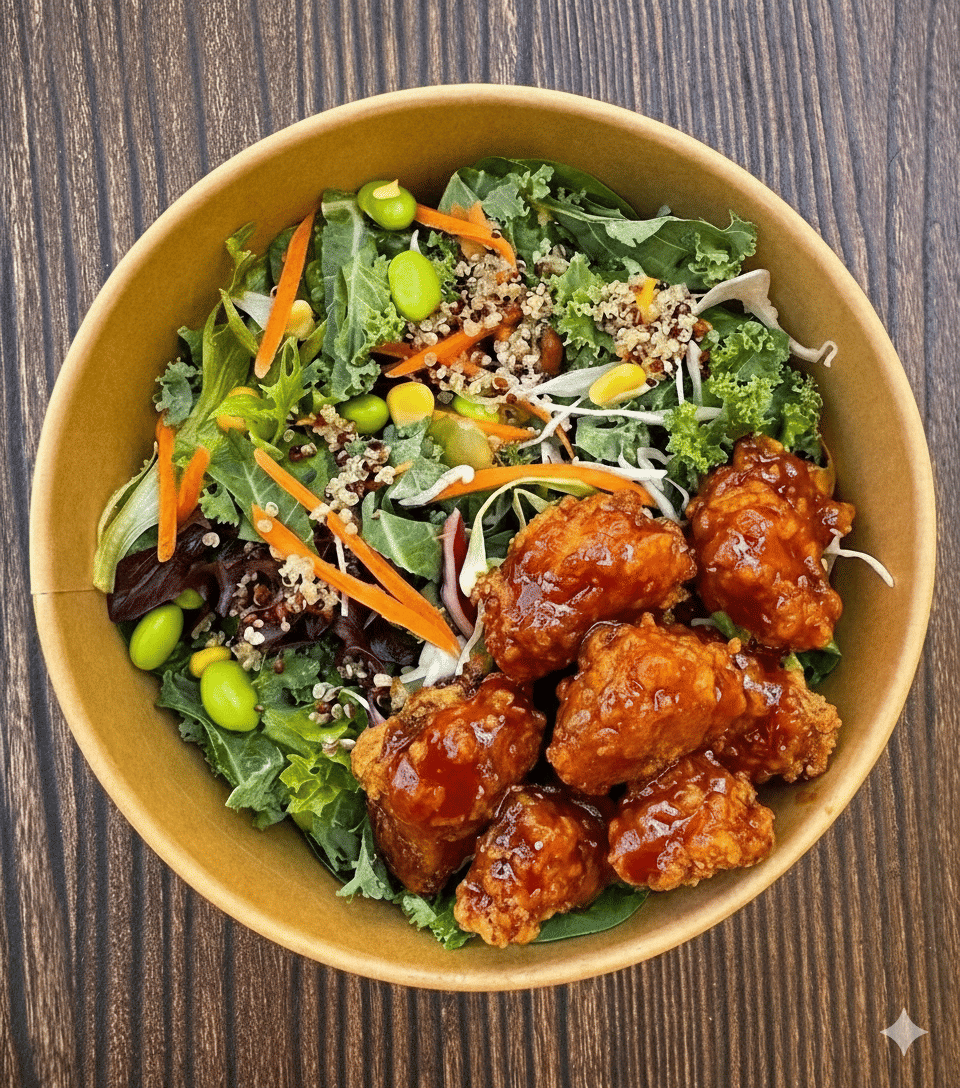Loaded Salad with Korean Fried Chicken