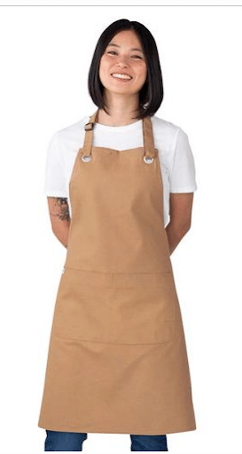 Apron Bib with Pocket Khaki Cotton Canvas - Cantine Aussie Chef