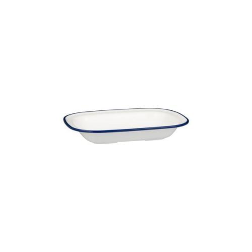 Dish Rect White with Blue Rim Evoke Melamine Ryner