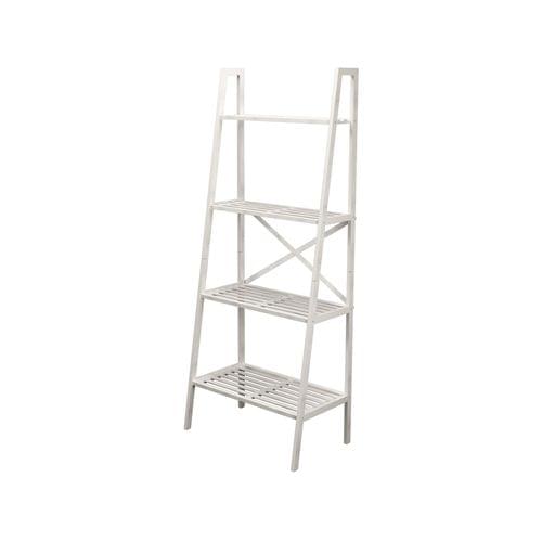 Flexi Storage Living White Bamboo 4 Tier Ladder Shelf - White