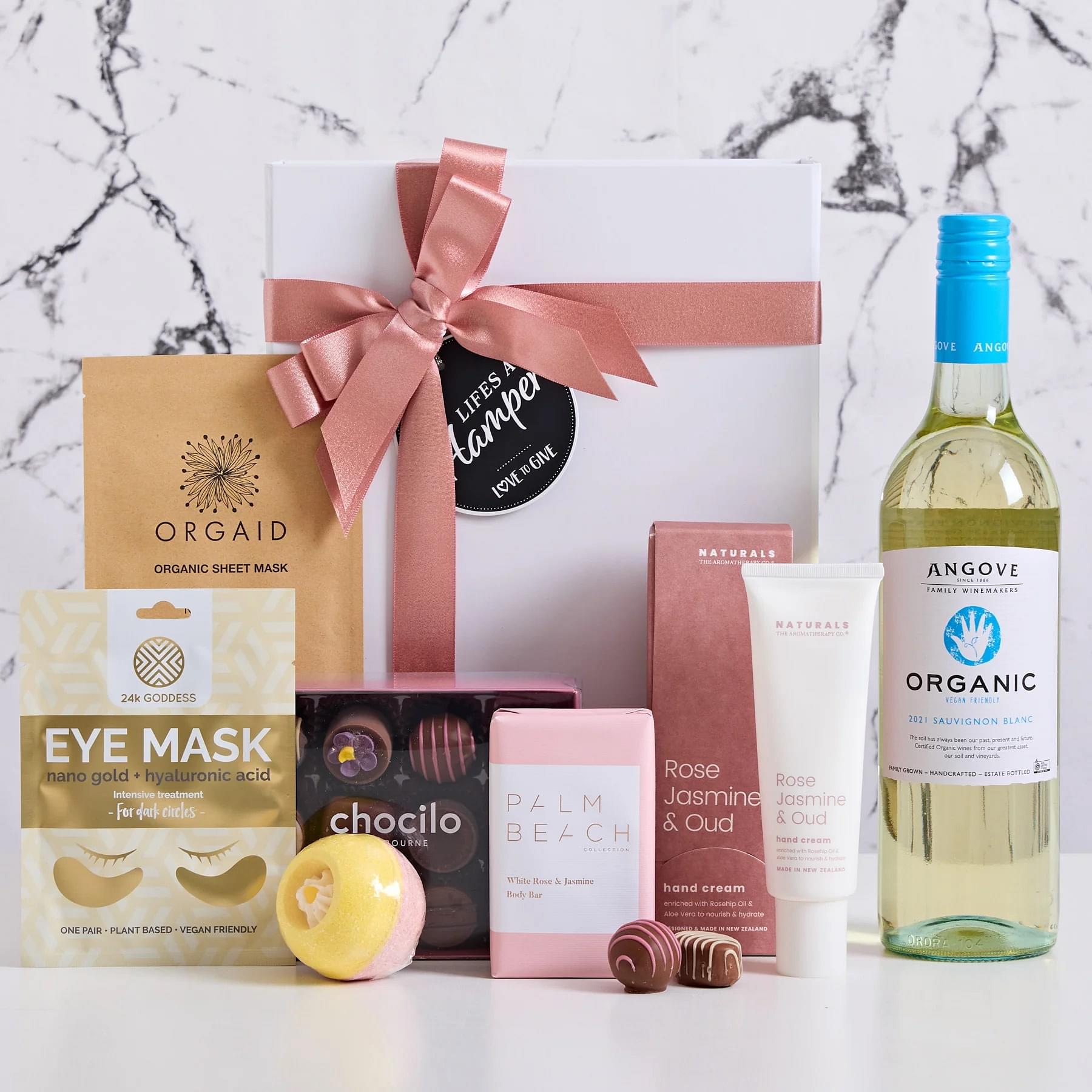 Relaxation Hamper with Organic White Wine