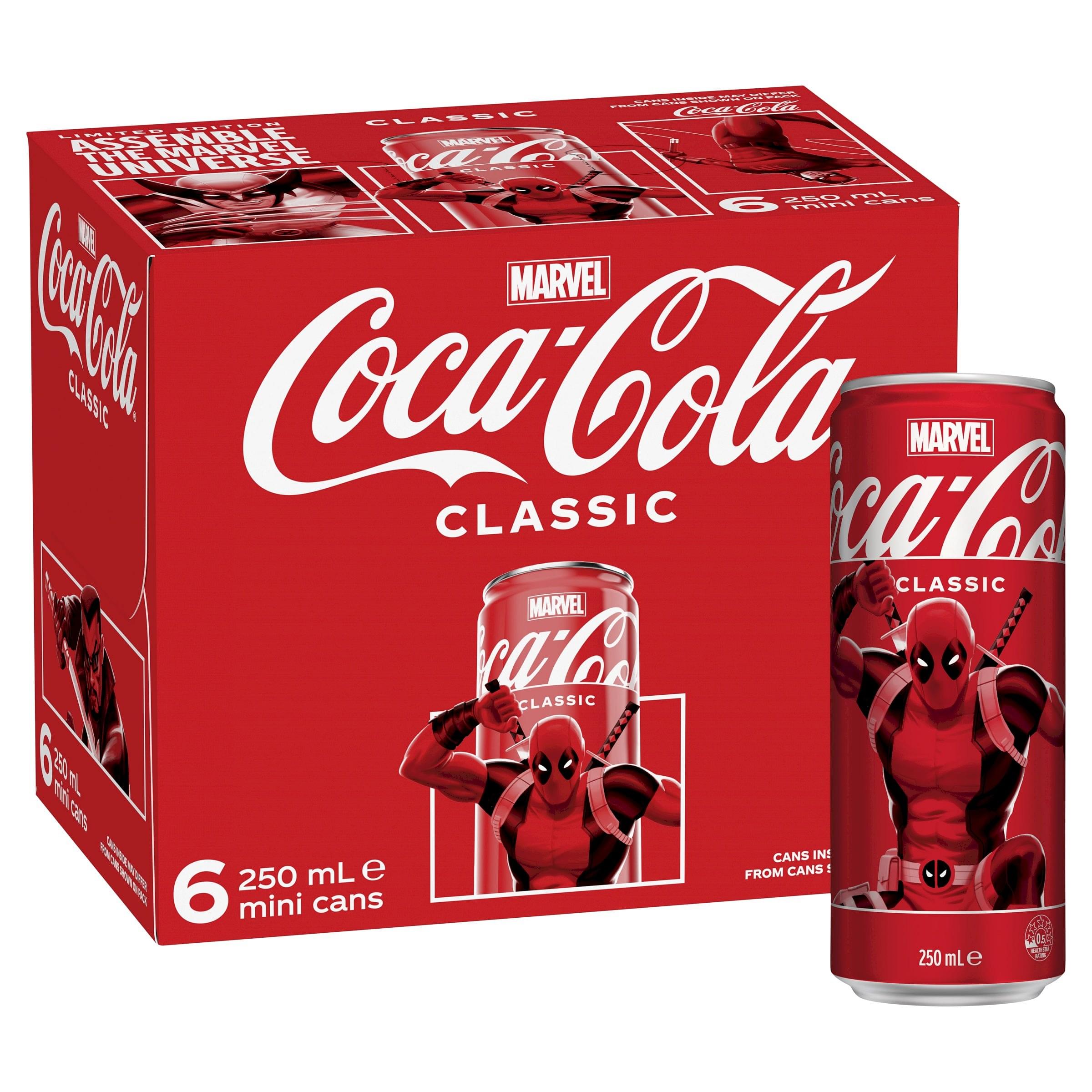 Coca Cola Classic Soft Drink Can (250ml x Pack 6)