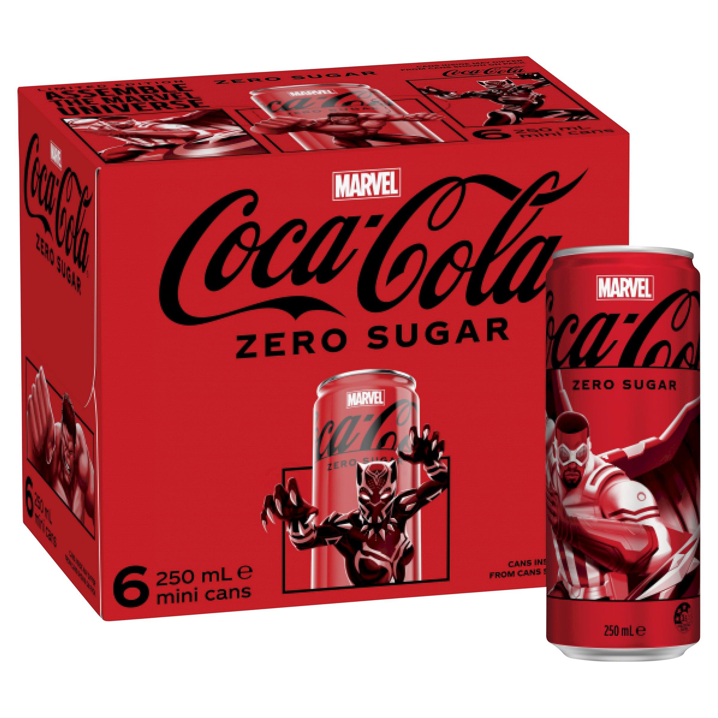 Coca Cola Zero Sugar Soft Drink Can (250ml x Pack 6)