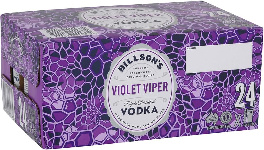 Billson's Violet Viper Vodka Mixed Drink Can (24 x 355mL)