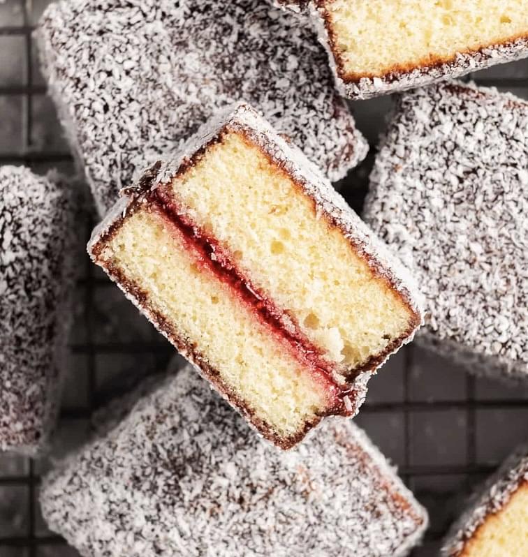 Strawberry Jam filled Lamingtons