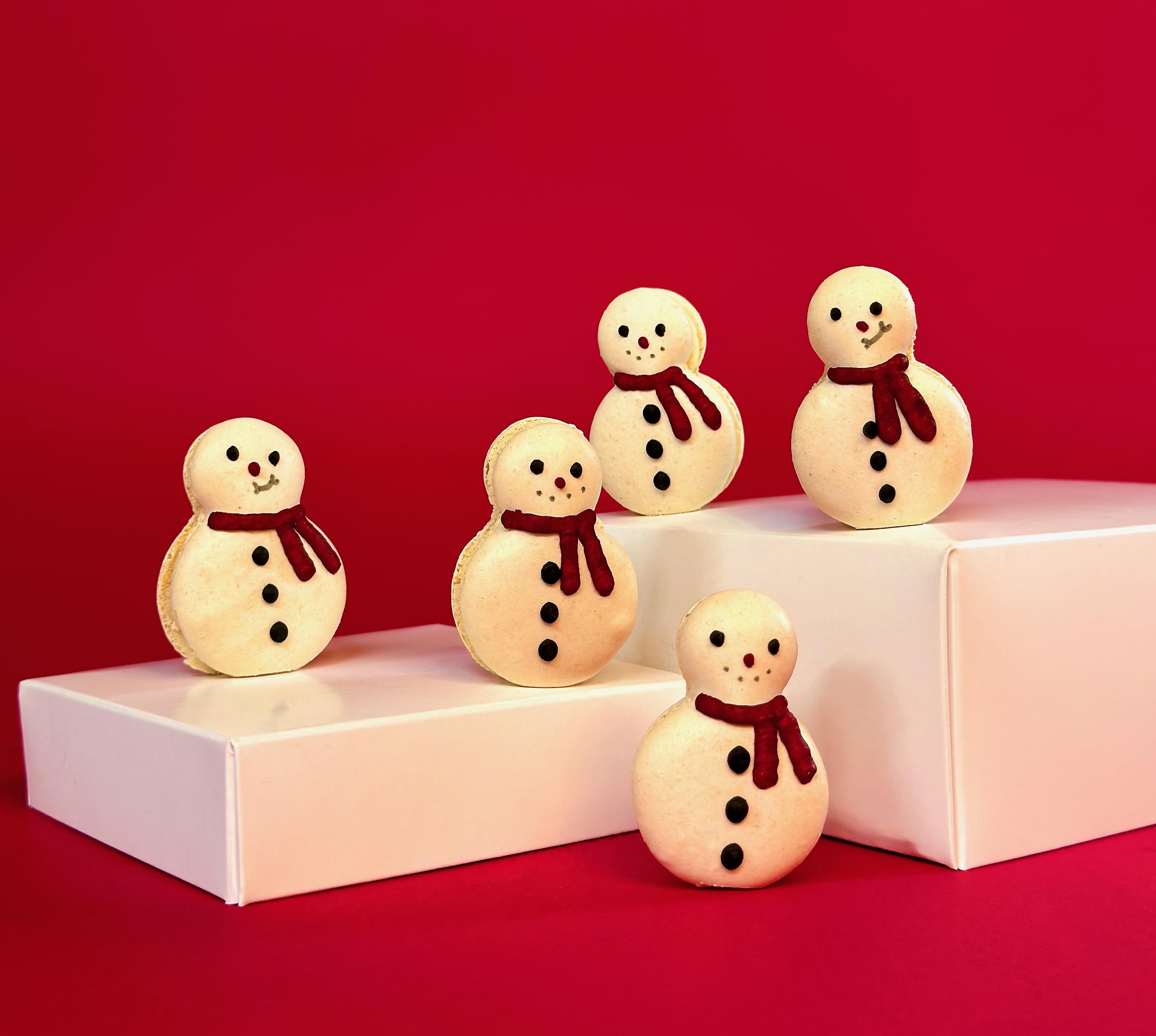 Vanilla Snowmen Macarons