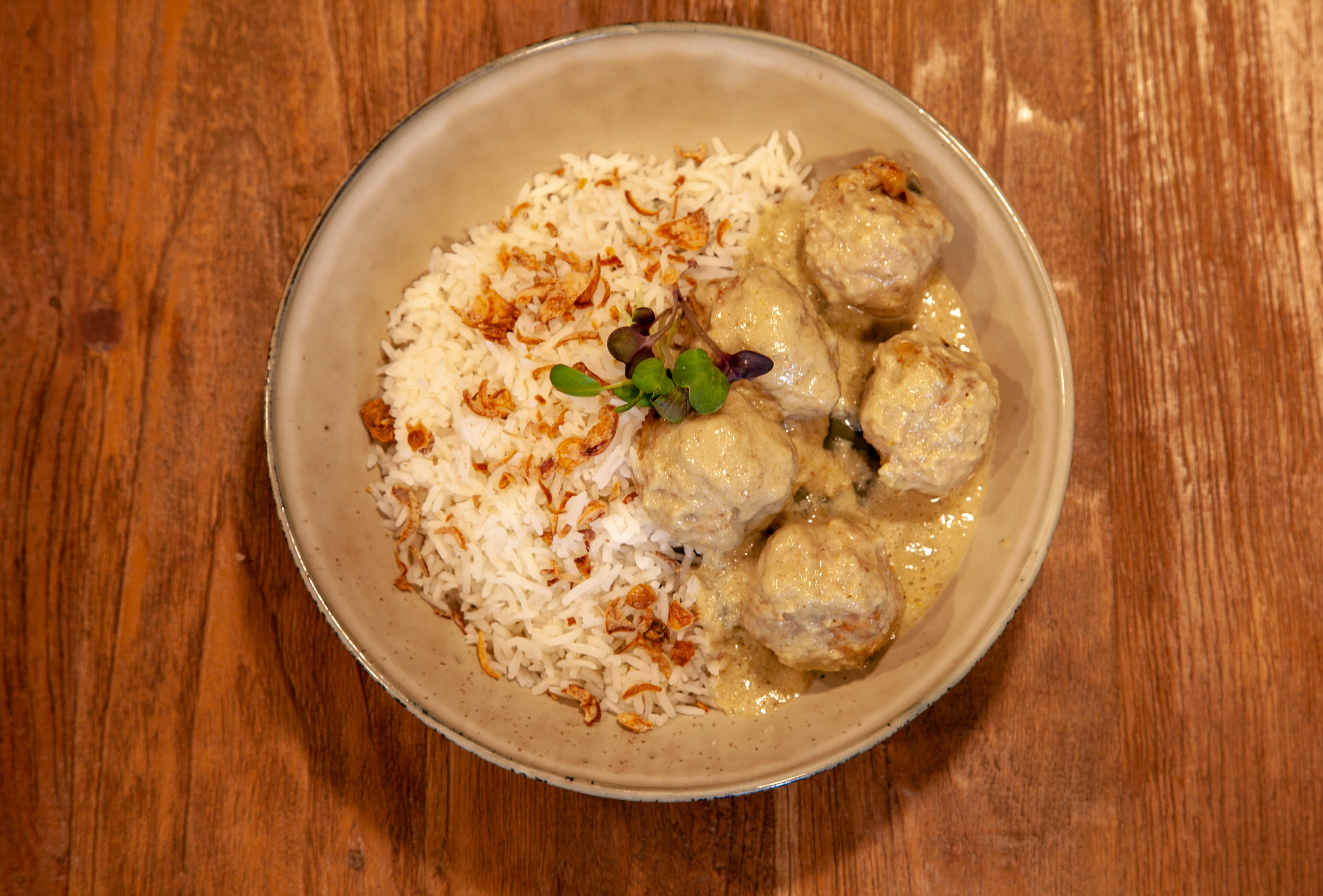 Thai Green Curry Meatballs with Rice