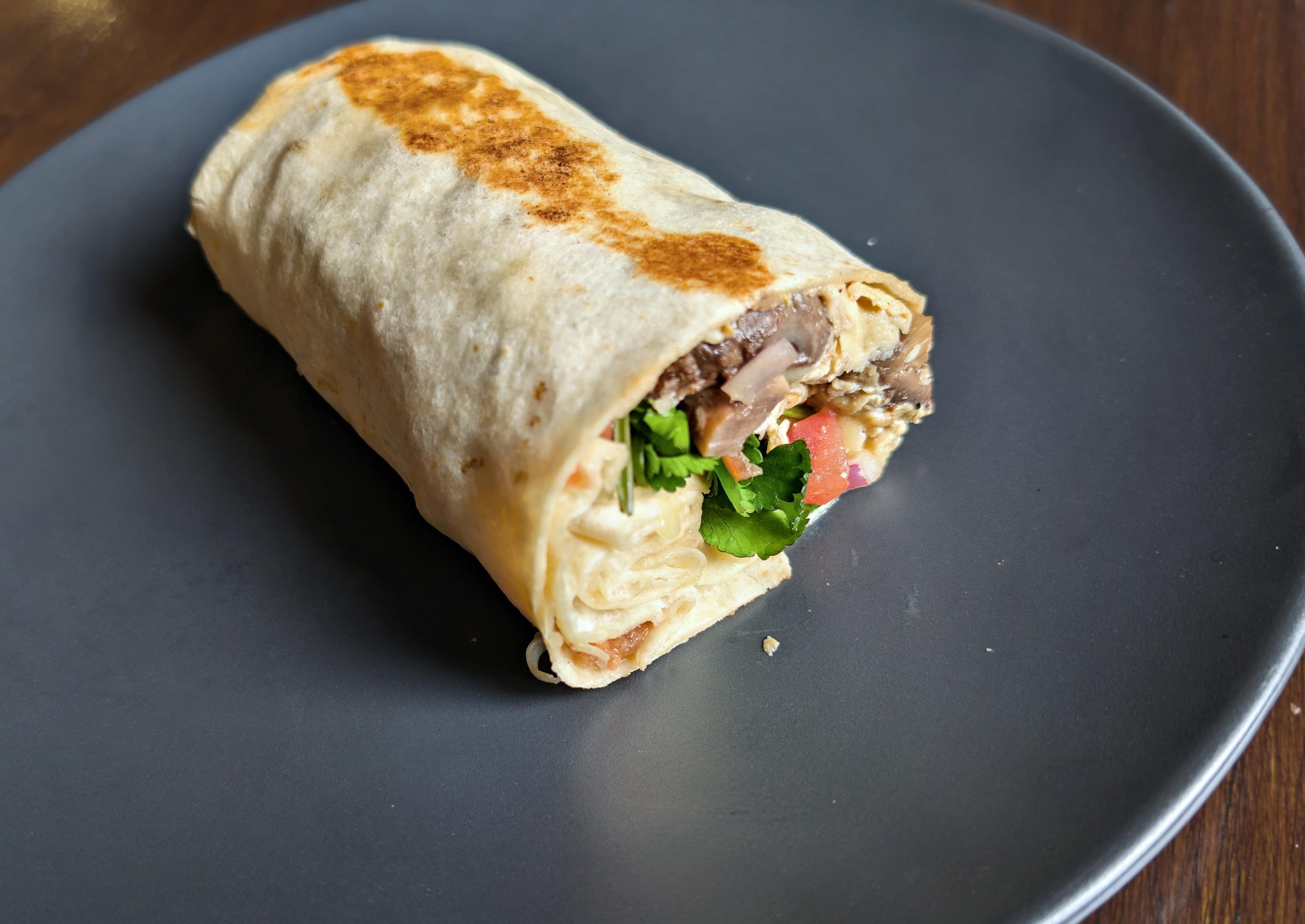Egg & Garlic Mushrooms Breakfast Burrito