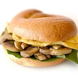 Egg, Mushroom and Spinach Bagel
