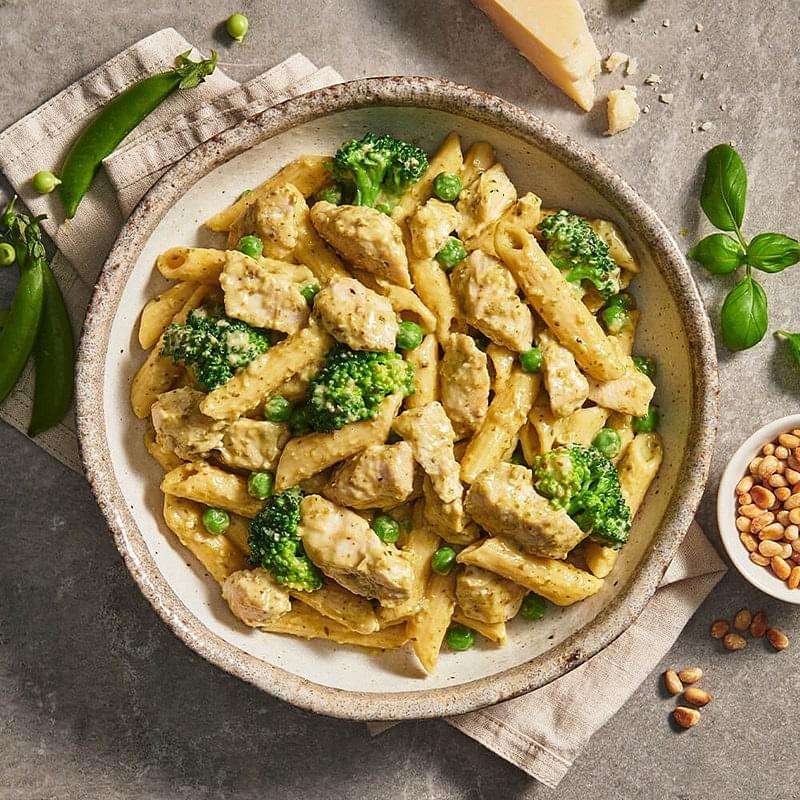 Pesto Chicken With Penne Pasta & Green Vegetables