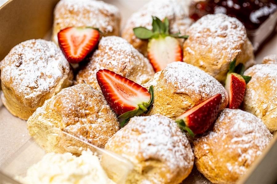 English-Style Scone, Strawberry Preserve and Whipped Cream