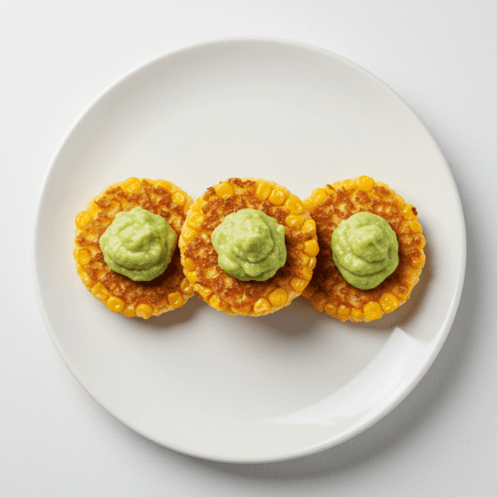 Blackened Corn & Mint Blinis, Avocado Salsa