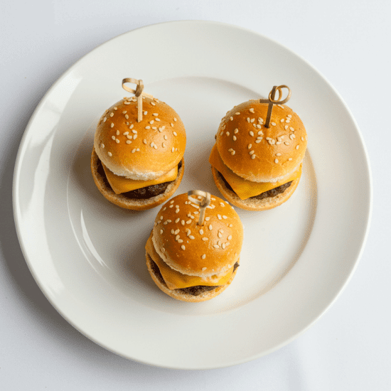 Mini Wagyu Beef Burger Patties, Cheese, Burger Sauce