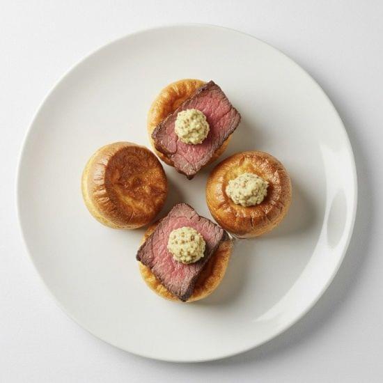 Roasted Eye Fillet of Beef, Mini Yorkshire Pudding, Horseradish