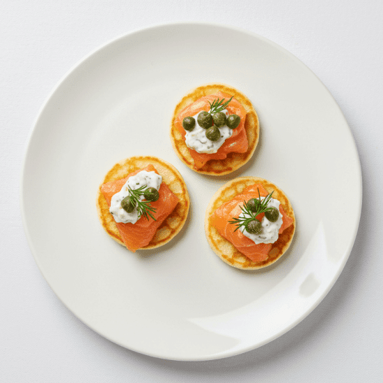 Smoked Salmon, Bellini, Taramasalata, Capers, Dill