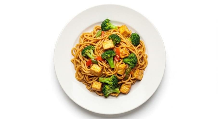Spicy Broccoli & Tofu with Gluten Free Noodles
