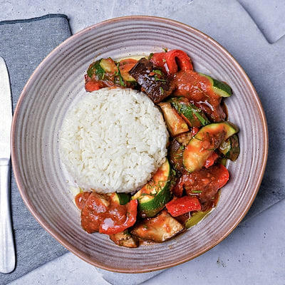 Vegetable Ratatouille with Steamed Rice