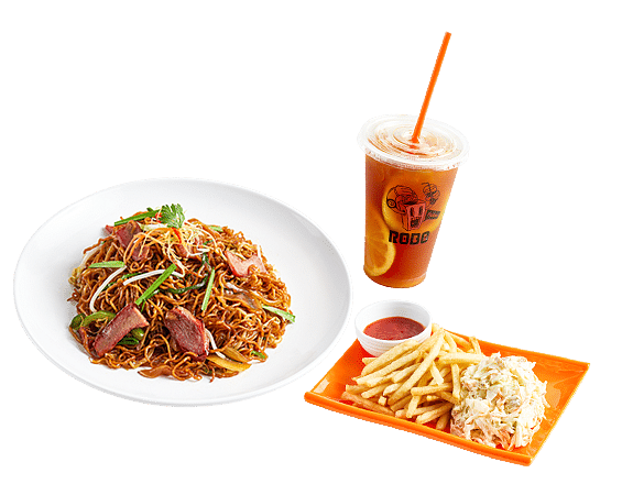 Soy Sauce Fried Noodle with BBQ Pork