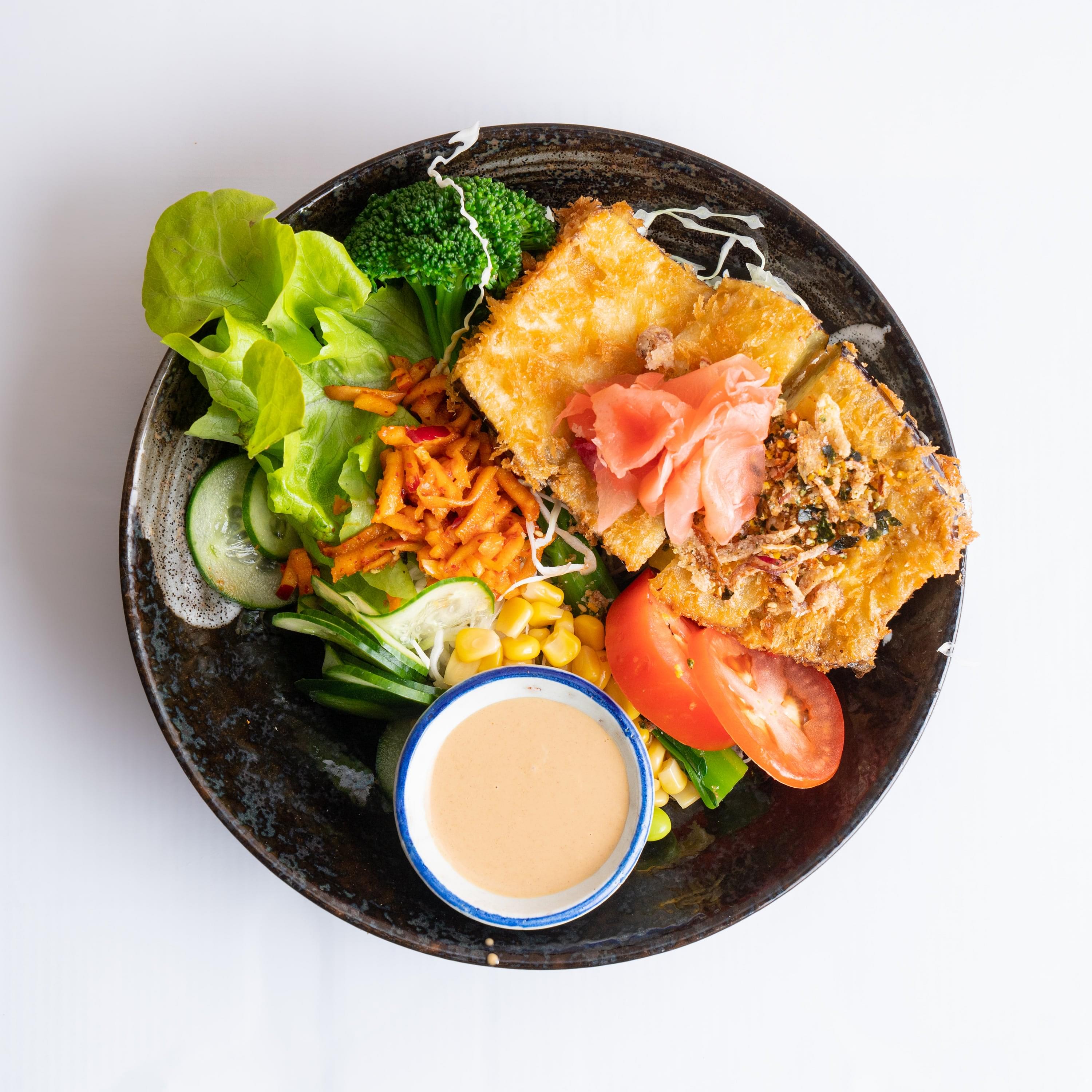 Eggplant Katsu Salad Bowl