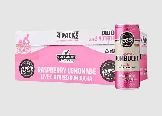 Remedy Kombucha Raspberry Lemonade 24 x 250ml Cans
