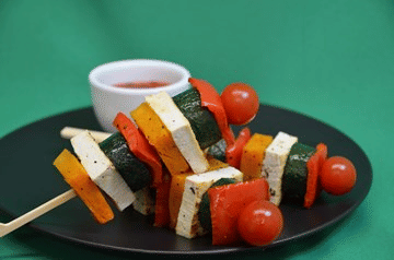 Grilled Marinated Root Vegetable, Tofu Skewer