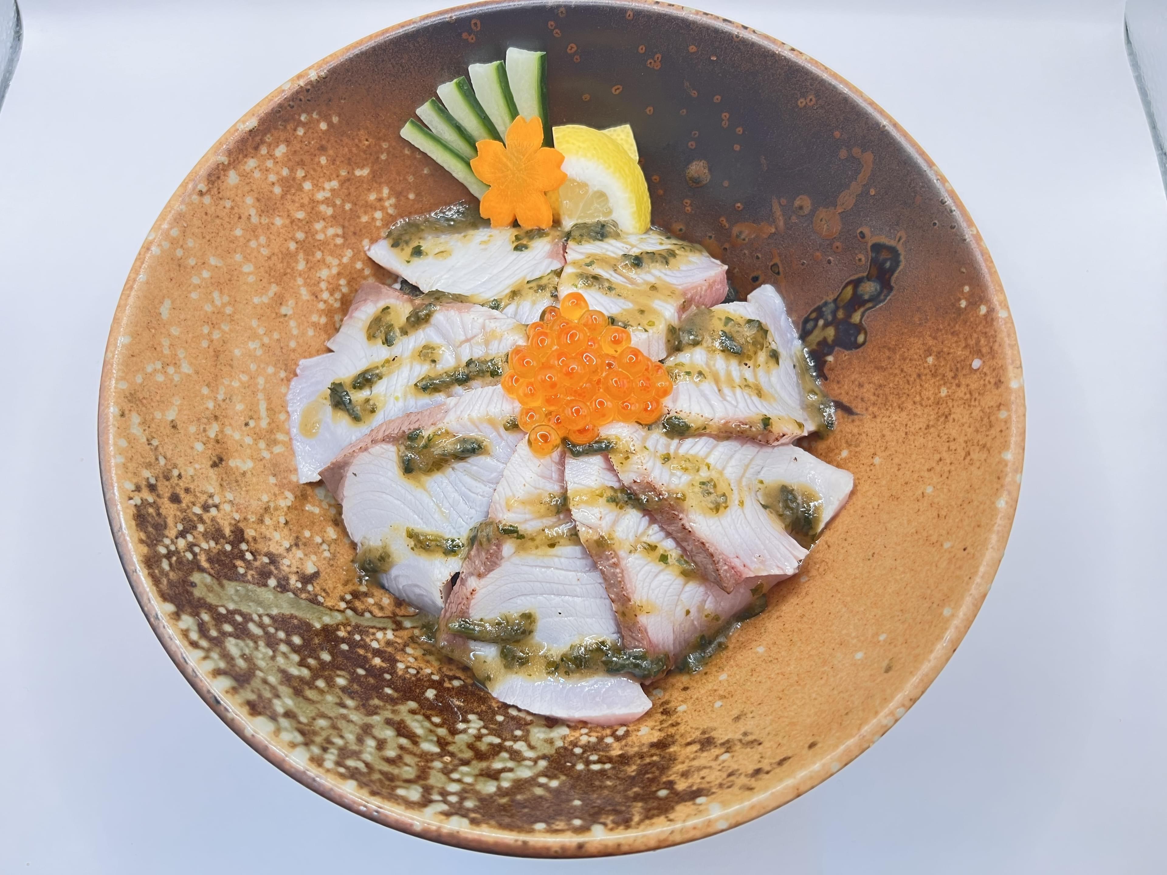 Seared Kingfish Sushi Bowl with Shiso Miso Sauce