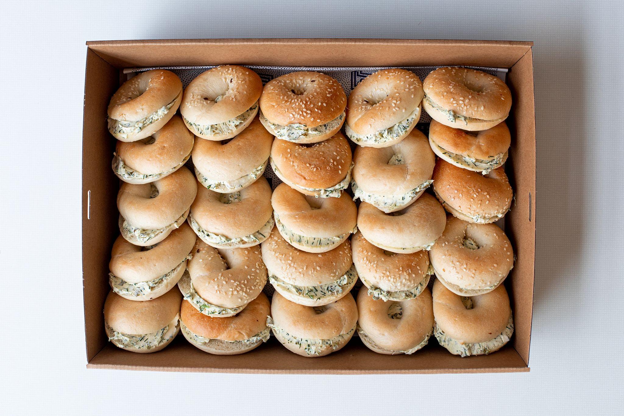 Mini Bagels with Dill & Caper Cream Cheese