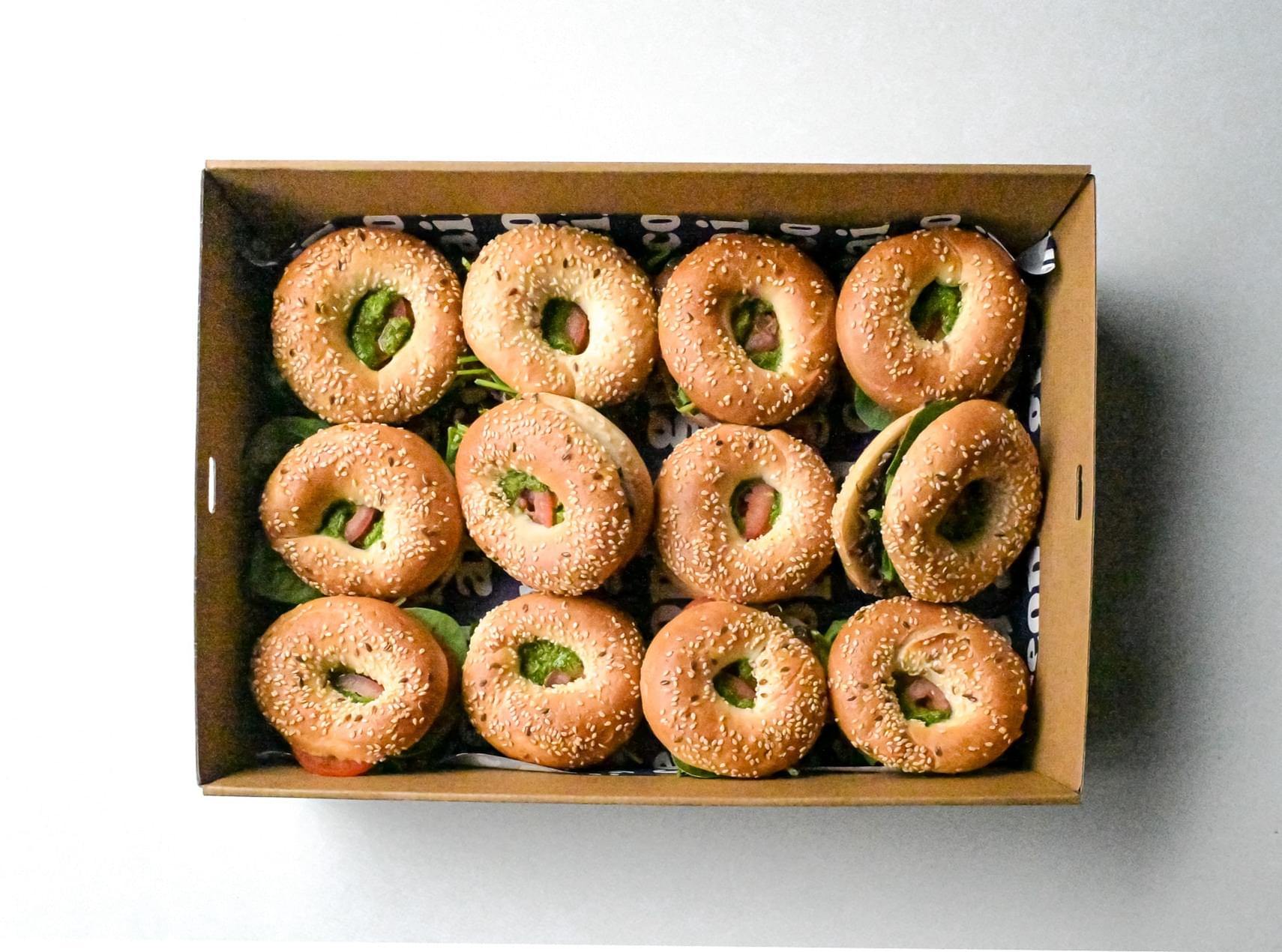 Mini Vegan Bagels with Tomato, Salsa Verde & Olive Tapenade