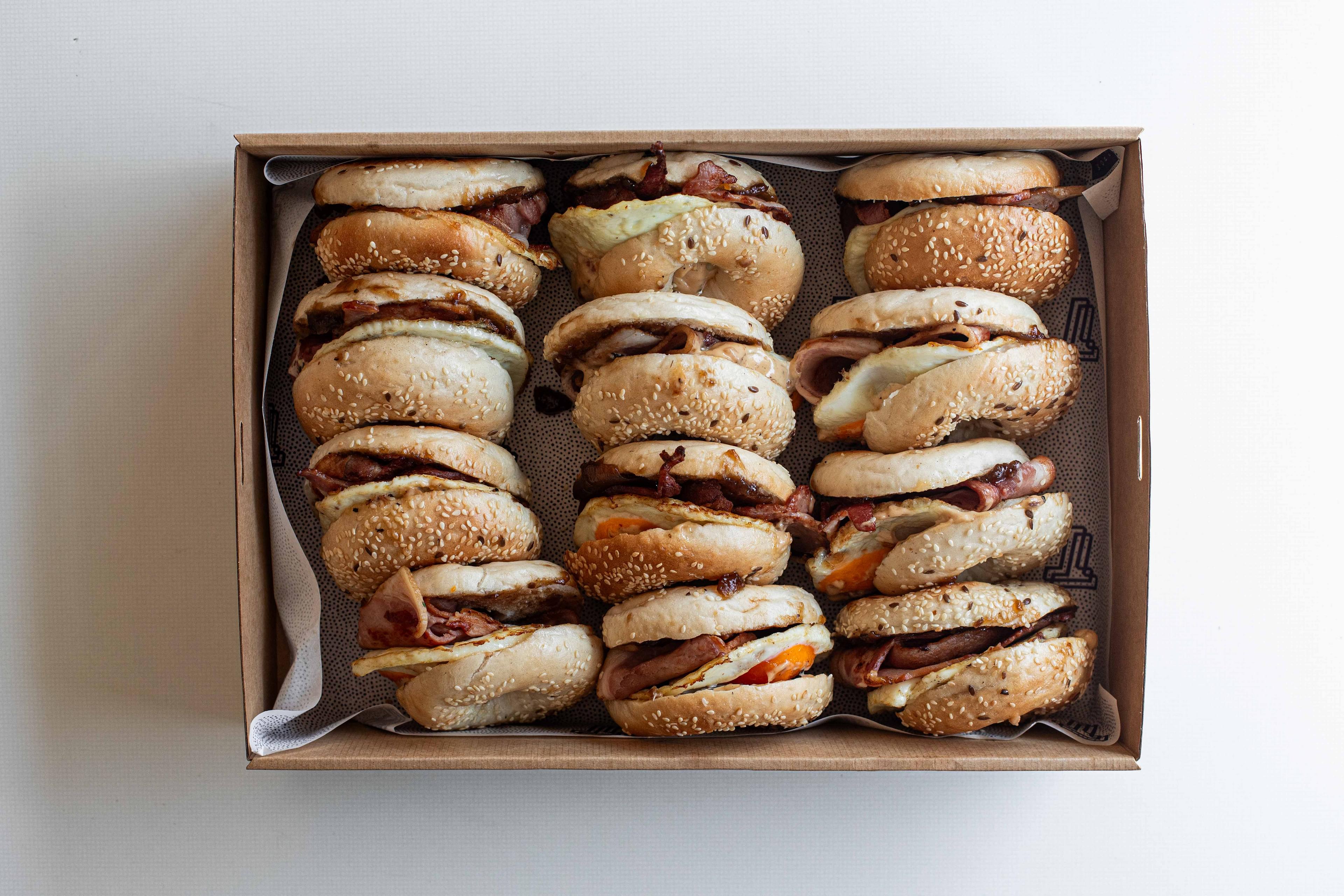 Mini Bacon, Egg & Onion Jam Bagels