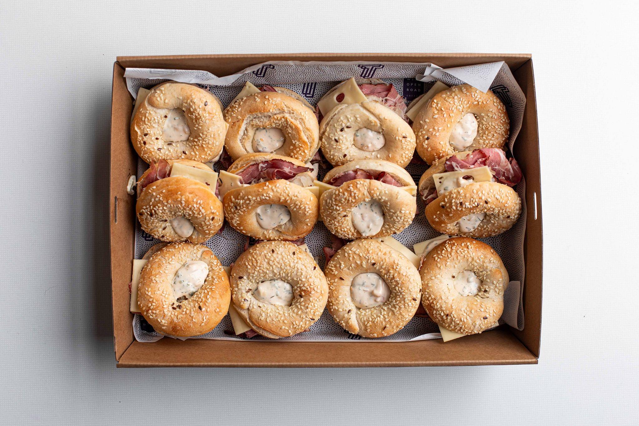 Mini Reuben Bagels