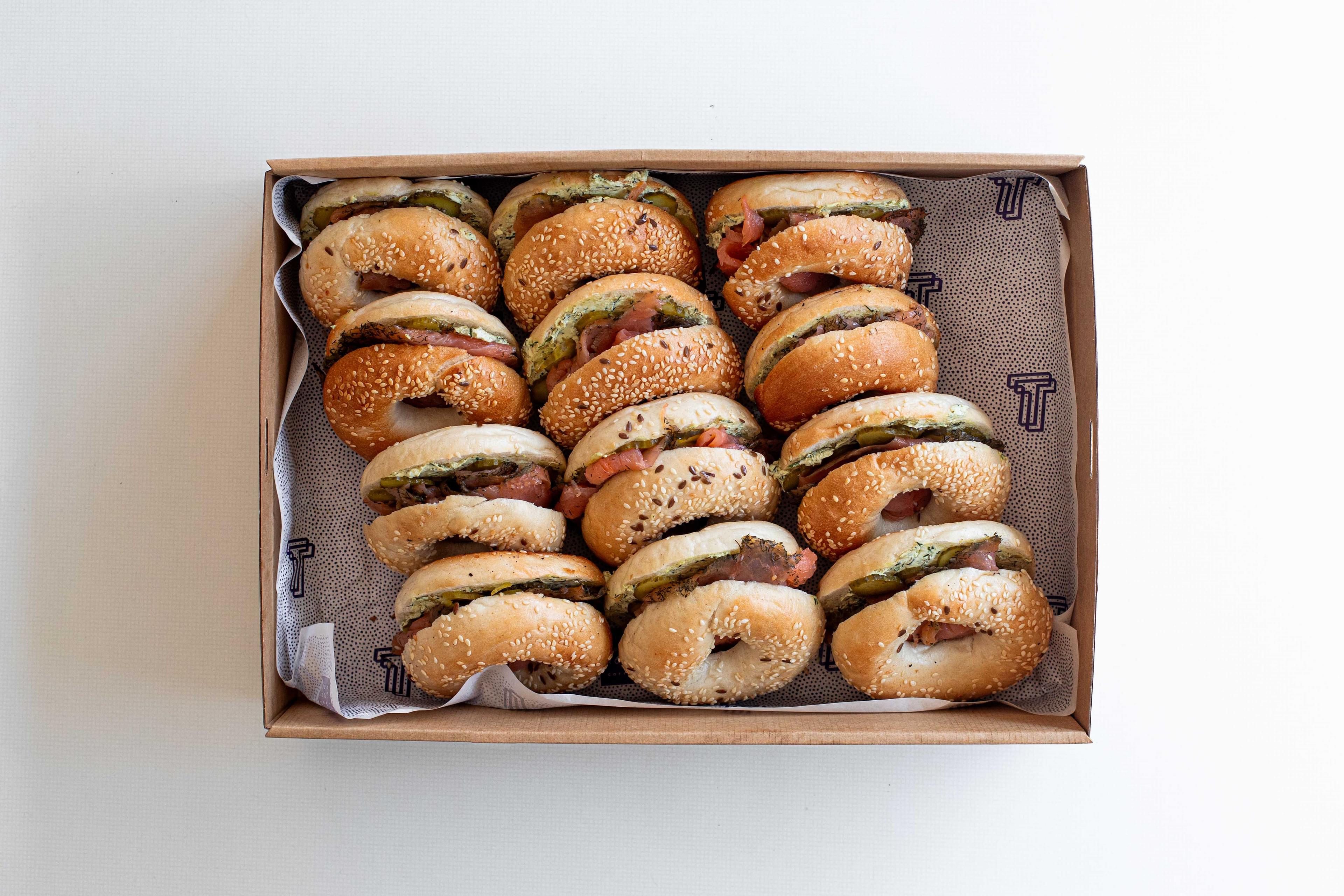 Mini Smoked Salmon & Dill Cream Cheese Bagels