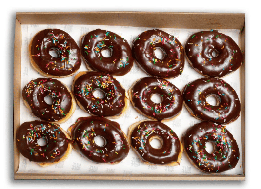 Chocolate Glazed Ring Doughnuts Platter