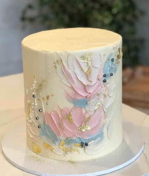 Brushed Cake with Gold Leaf