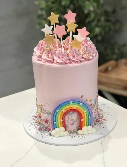 Pink Rainbow Themed Cake
