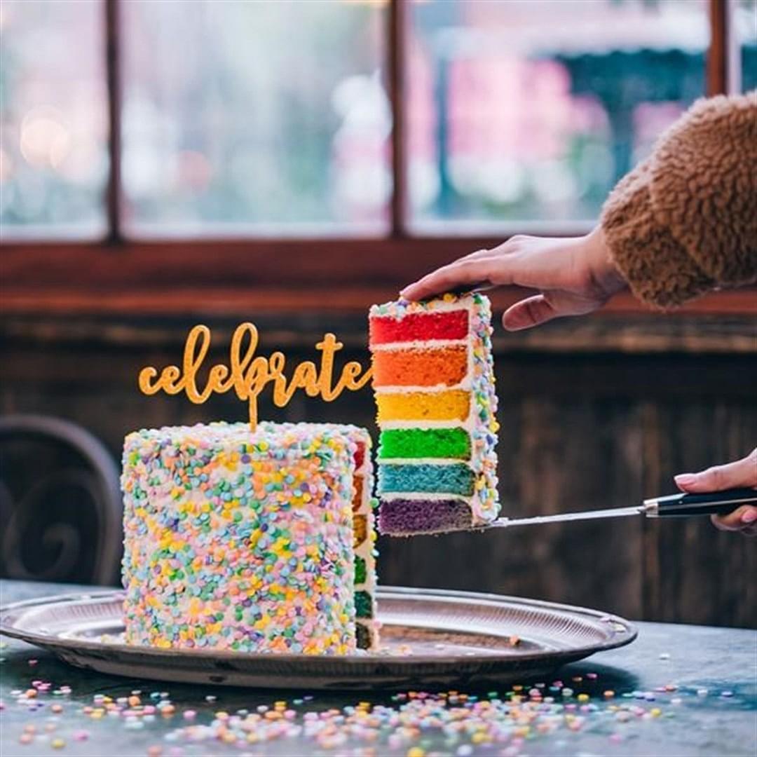 Rainbow Layered Confetti Cake