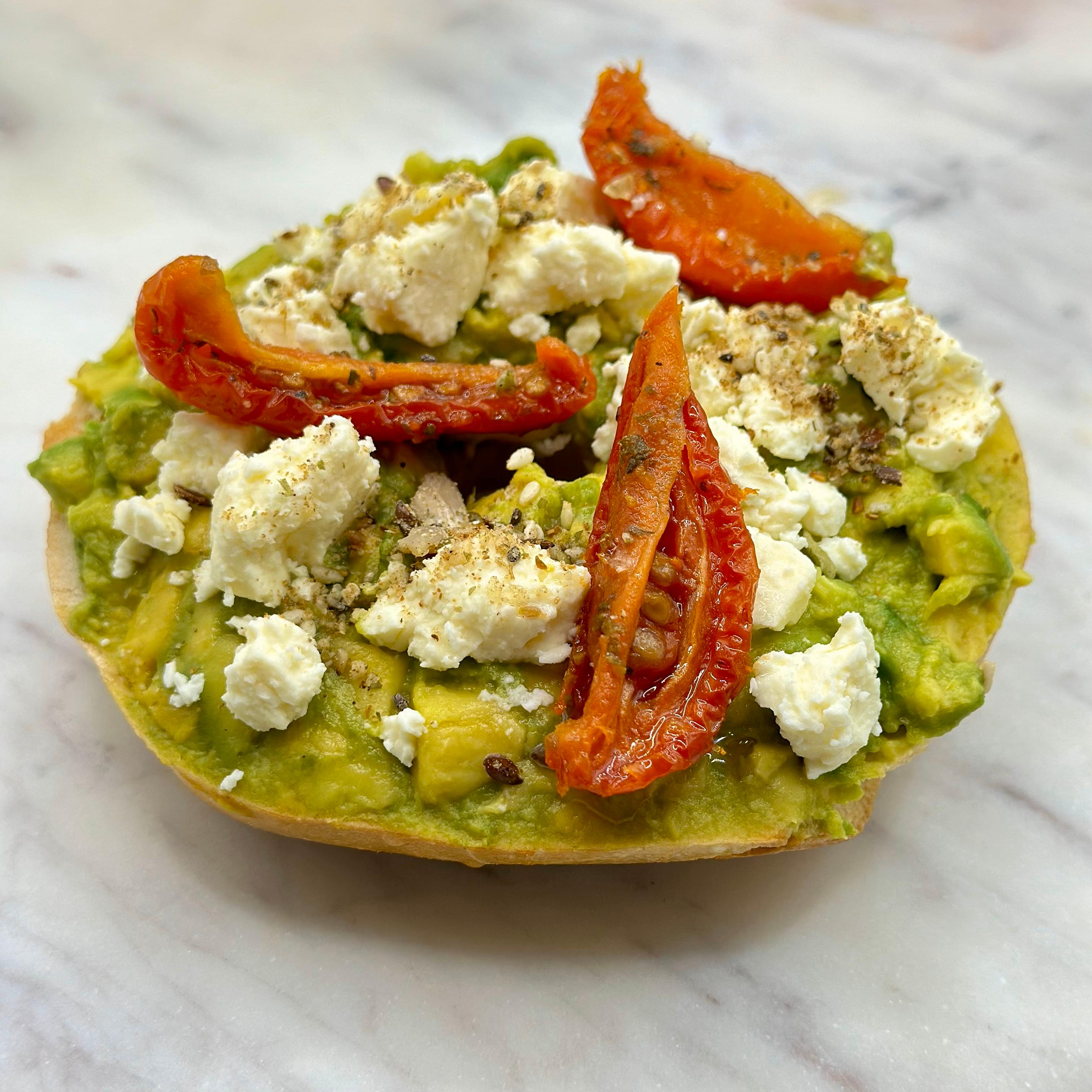 Smashed Avocado Open Bagel