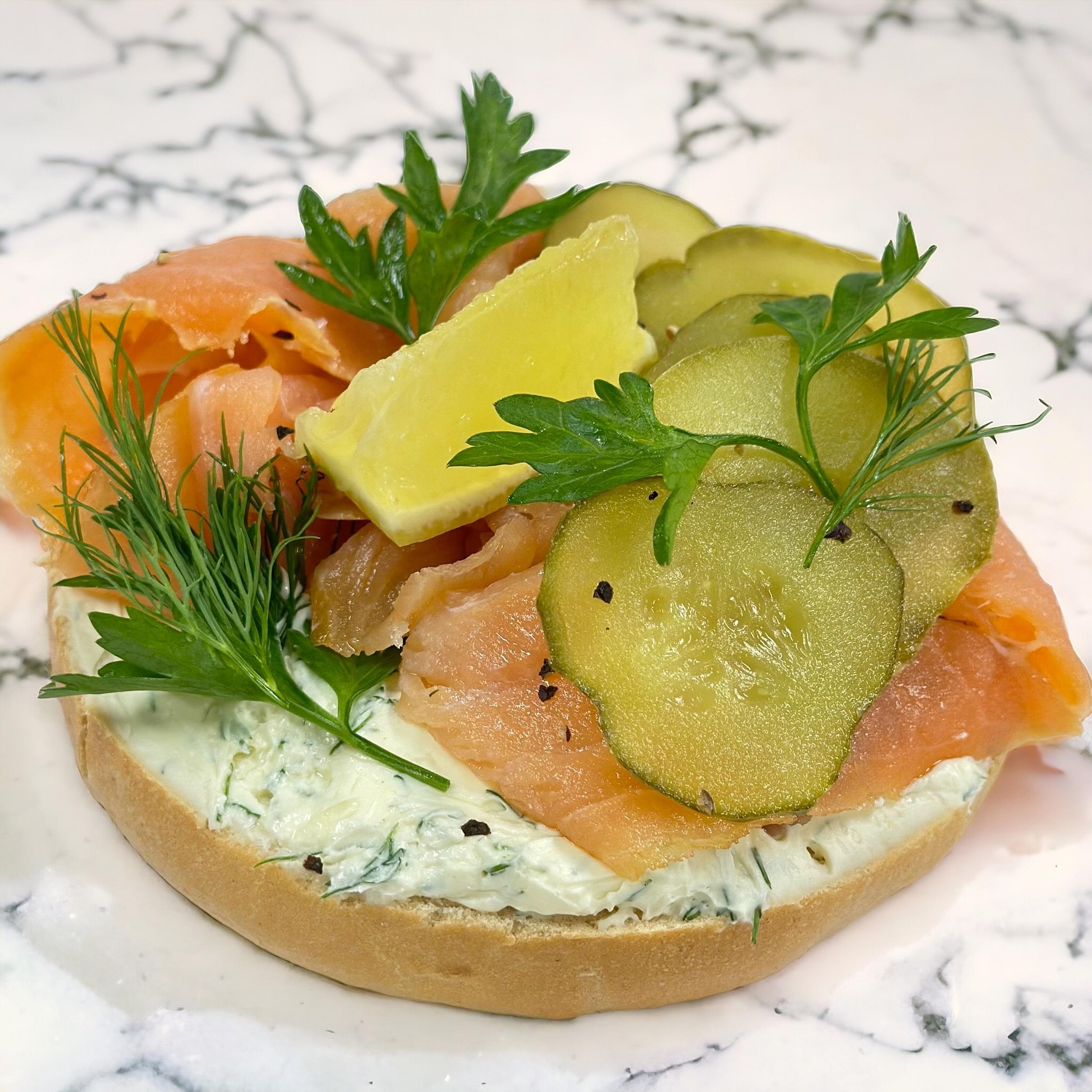 Smoked Salmon Open Bagel