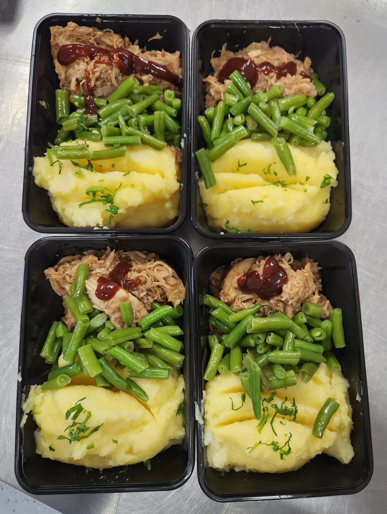 Pulled Meat with Mash & Greens