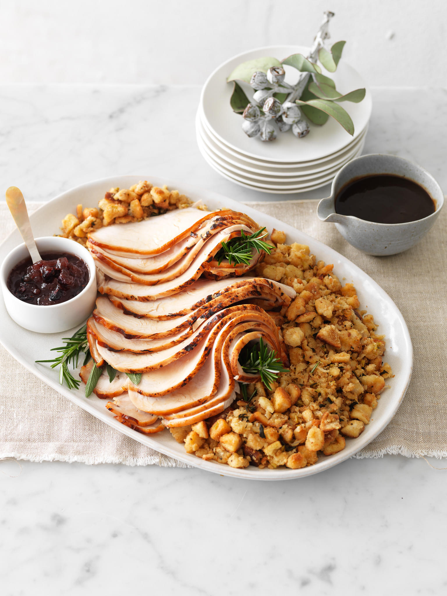 Roast Turkey Breast with Sage Stuffing & Cranberry Compote