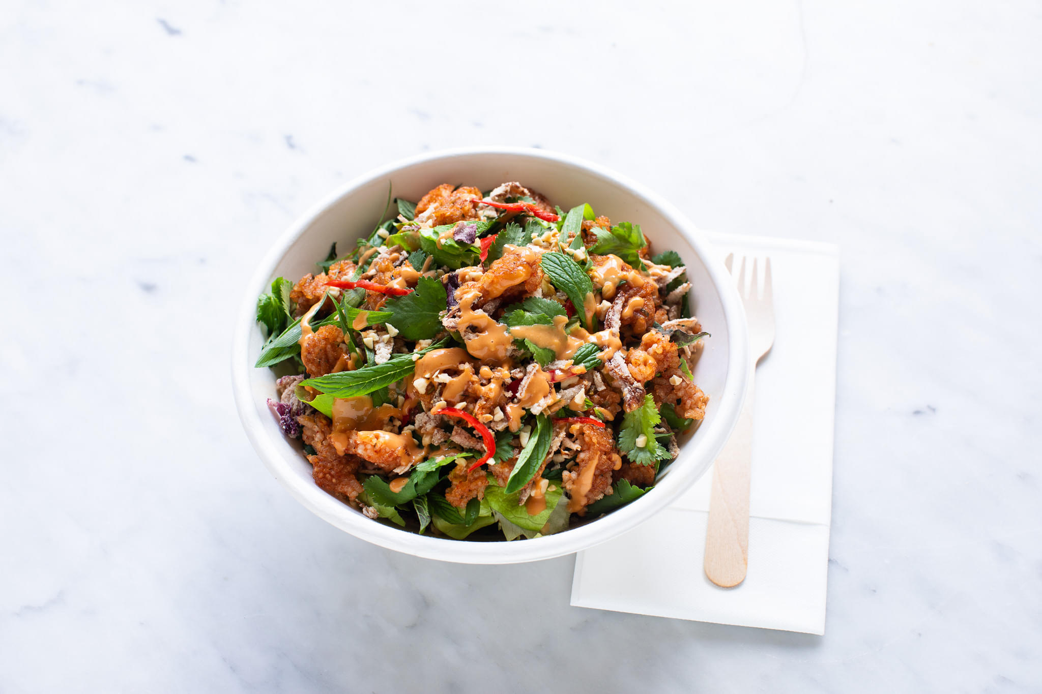 Cambodian Nam Khao Satay Salad