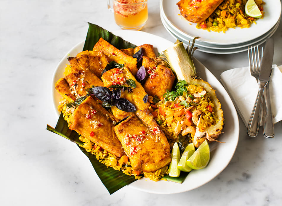 Turmeric Roasted Snapper with Thai - Style Fried Rice