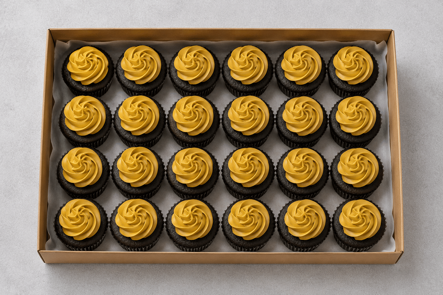 Yellow Frosting Chocolate Cupcake