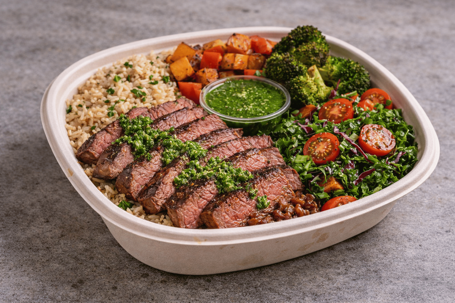 Grilled Steak Bowl with Chimichurri Sauce